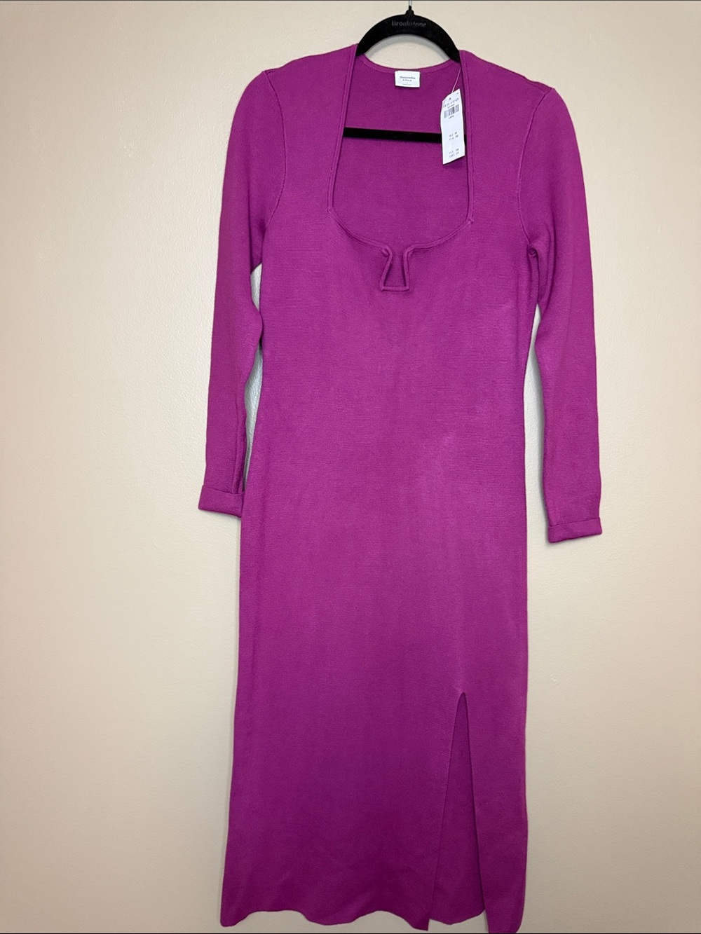 NWT Abercrombie & Fitch Magenta Long Sleeve Knit Midi Dress - L